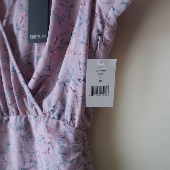 Greylin Tamara Georgette Floral Mini Lilac Dress - Picture 9 of 11